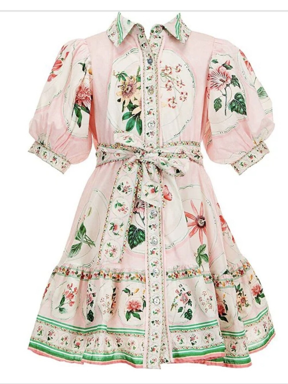 A loves A Little Girls Size Large Iris Placement Puff Sleeve Button Front Dress